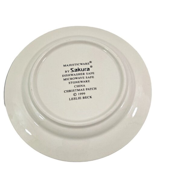 Sakura Majesticware Christmas Patch Stoneware Salad Luncheon Plates – Set of 4 - Picture 8 of 15